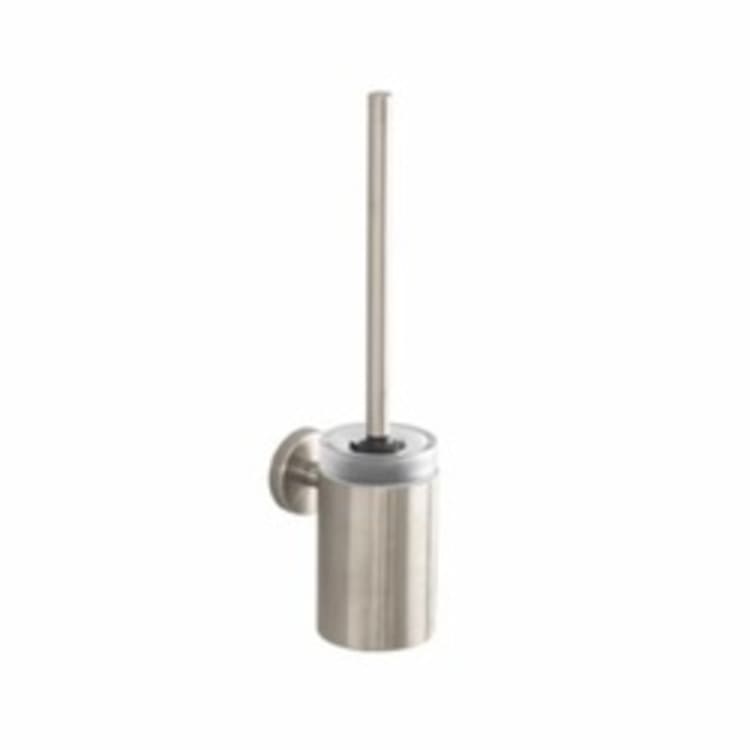 Hansgrohe 40522820 Toilet Brush With Holder, Logis, 15-1/4 in H, Brass/Crystal Glass, Brushed Nickel