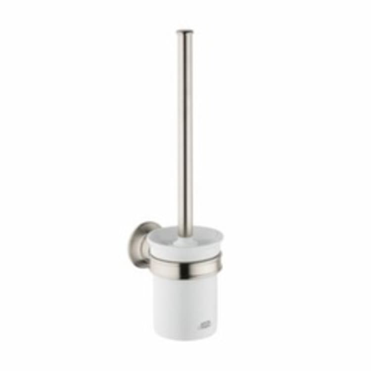 Hansgrohe 42035820 Axor Montreux Toilet Brush With Holder, 13-5/8 in H, Solid Brass, Brushed Nickel