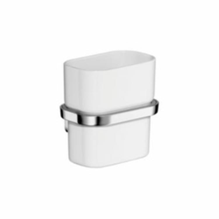 AXOR 42434000 Urquiola Tumbler and Holder, Opal Glass/Solid Brass, Polished Chrome