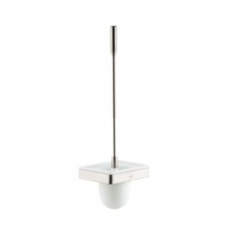 AXOR 42835820 Universal EU Version Toilet Brush With Holder, 18-1/4 in H, Glass/Metal, Brushed Nickel, Import