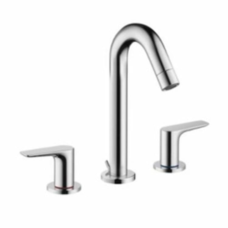 Hansgrohe 71533001 Logis 150 Widespread Bathroom Faucet, 1.2 gpm, 6 in H Spout, 8 in Center, Chrome Plated, 2 Handles, Pop-Up Drain, Domestic