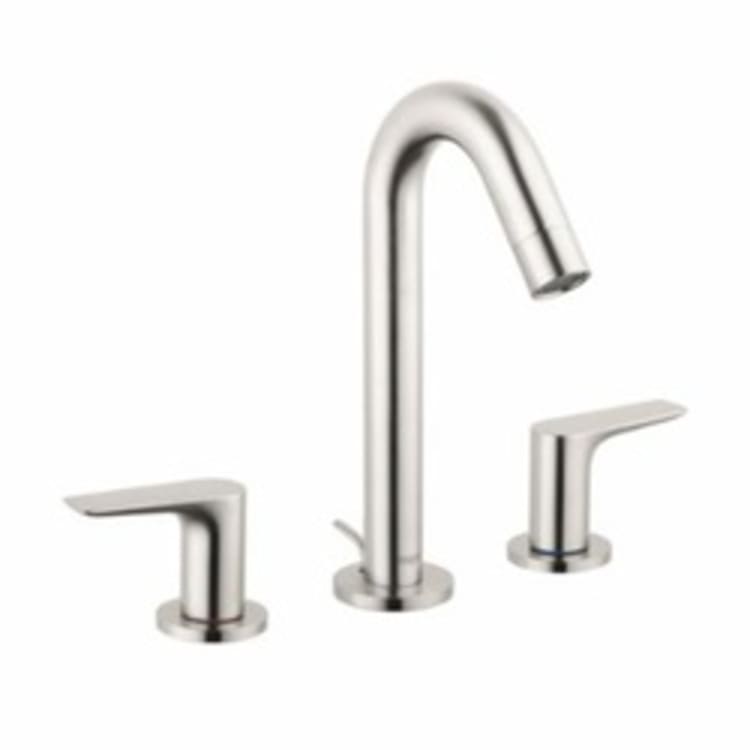 Hansgrohe 71533821 Logis 150 Widespread Bathroom Faucet, 1.2 gpm, 6 in H Spout, 8 in Center, Brushed Nickel, 2 Handles, Pop-Up Drain, Domestic