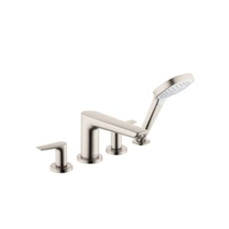 Hansgrohe 71748821 Talis E Roman Tub Set Trim, 5 gpm, 4-7/8 in Center, Brushed Nickel, 2 Handles, Hand Shower Yes/No: Yes