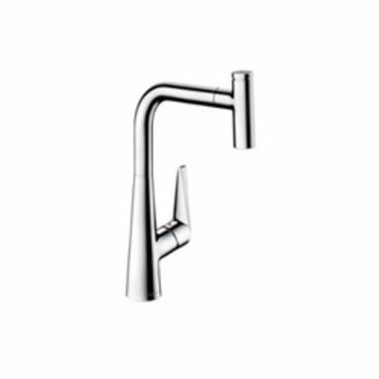 Hansgrohe 72821001 Talis S Pull-Out Kitchen Faucet, 1.75 gpm, 1 Faucet Hole, 1 Handle, Chrome Plated, Residential