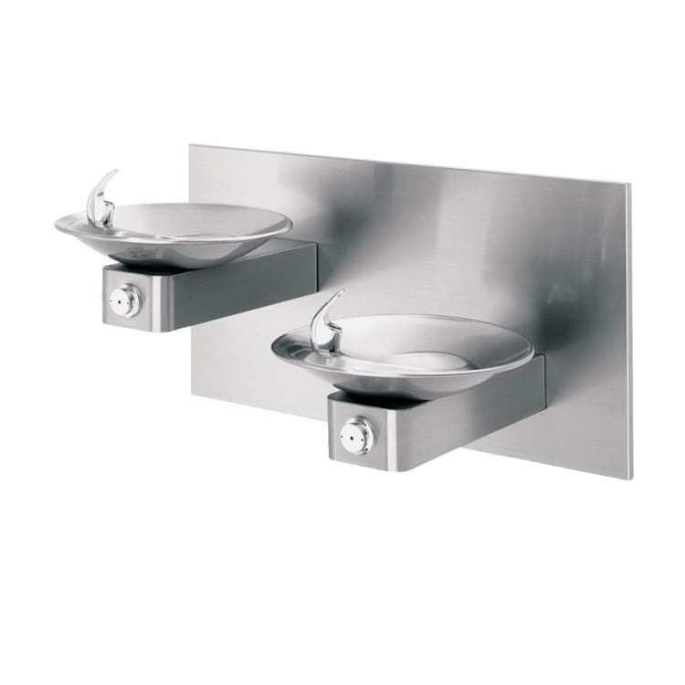 Haws® 1011 Dual Barrier Free Drinking Fountain, 0.45 gpm Flow Rate, Push Button Operation, Non-Refrigerated Chilling, Domestic