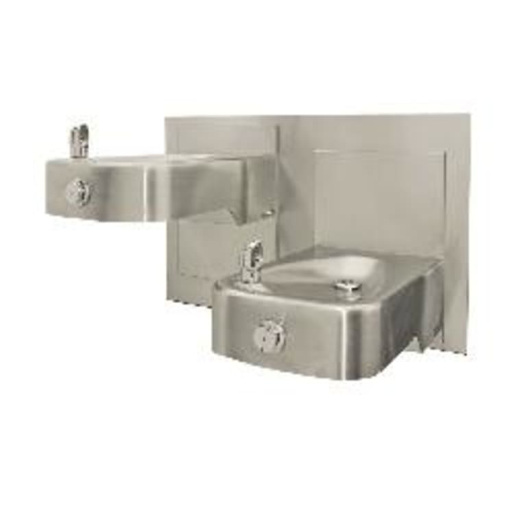 Haws® 1117L Dual Barrier Free Drinking Fountain, 0.45 gpm Flow Rate, Push Button Operation, Non-Refrigerated Chilling, Domestic