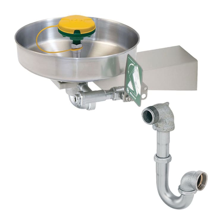 Haws® AXION® MSR 7360BTWC Barrier Free Eye/Face Wash With Stainless Steel Bowl, Wall Mounting, Push Handle Operation, Specifications Met: ANSI Z358.1