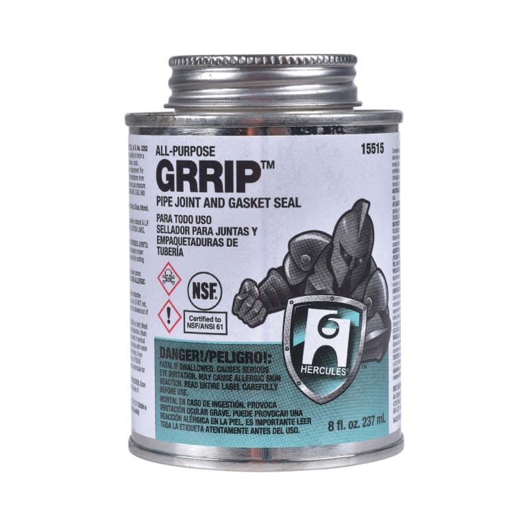 Hercules® Grrip™ 15515 All Purpose Pipe Joint and Gasket Sealant, 0.5 pt Can, Liquid Paste, Industrial Black, 1.29