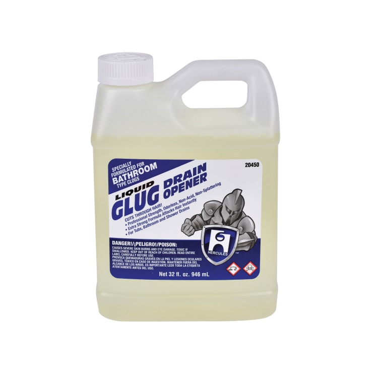 Hercules® Glug® 20450 Drain Opener, 1 qt, Liquid, Clear, Chlorine