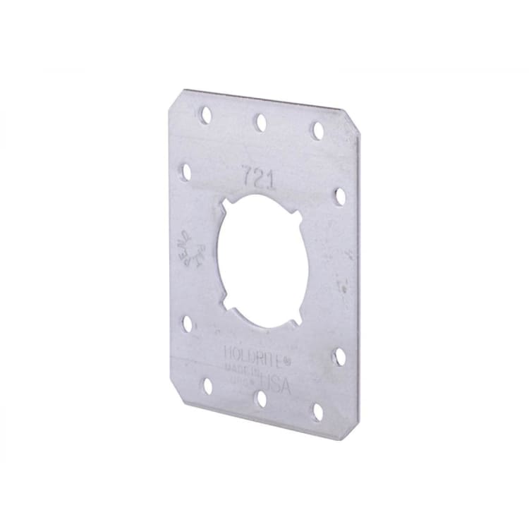 Holdrite® Stout Bracket® 721 Single Hole Bracket With 1-3/8 in Keyed Hole, 25 lb, Cold Rolled Steel, Galvanized, Domestic