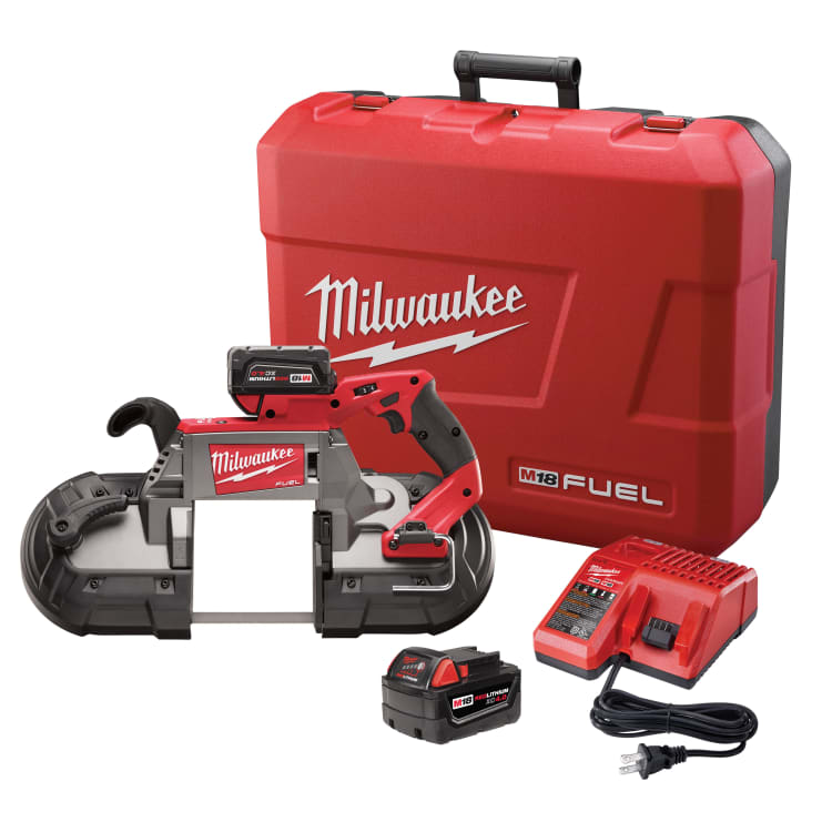 Milwaukee® 2729-22 M18™ FUEL™ Cordless Band Saw Kit, 5 in Cutting, 44.875 in L x 0.5 in W x 0.02 in THK Blade, 18 VDC, 5 Ah Li-Ion Battery