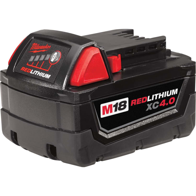 Milwaukee® 48-11-1840 M18™ Rechargeable Cordless Battery Pack, 4 Ah Li-Ion Battery, 18 VDC, For Use With Milwaukee® M18™ Cordless Power Tools, Bare Tool