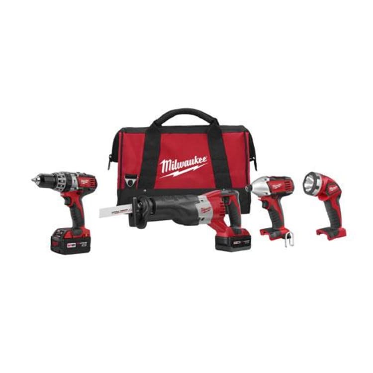 Milwaukee® 2696-24 M18™ Cordless Combination Kit, Tools: Hammer Drill, Impact Driver, Reciprocating Saw, 18 V, 3 Ah Lithium-Ion, Keyless