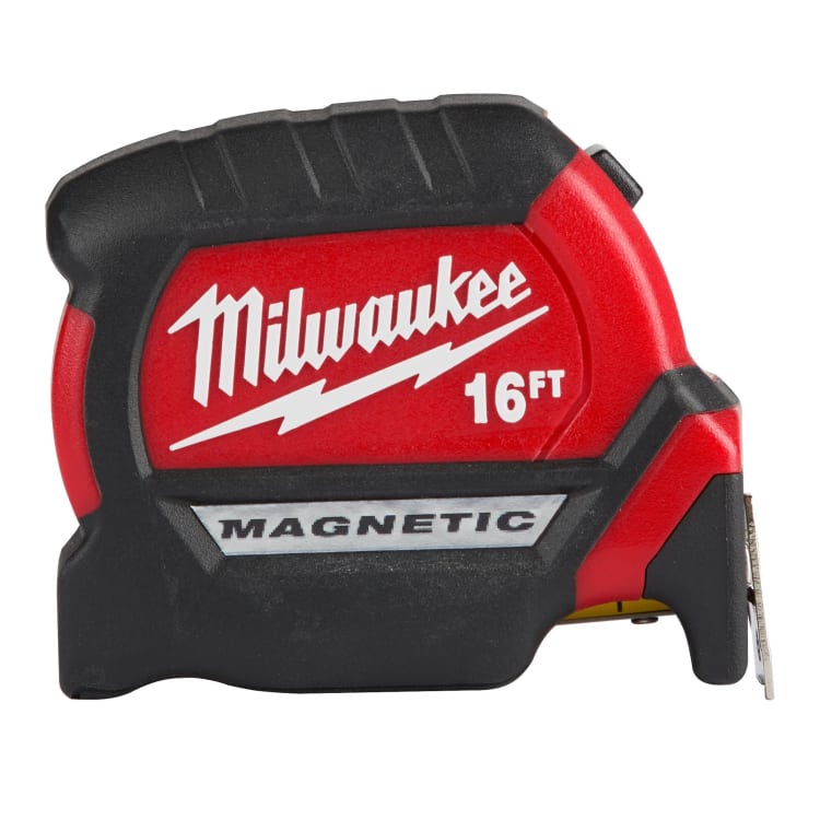 Milwaukee® 48-22-0316 Compact Magnetic Wide Measuring Tape With Belt Clip, 16 ft L x 1 in W Blade, Steel Blade, 1/16 in, 1/8 in, 1/4 in, 1/2 in, 1 ft Graduation