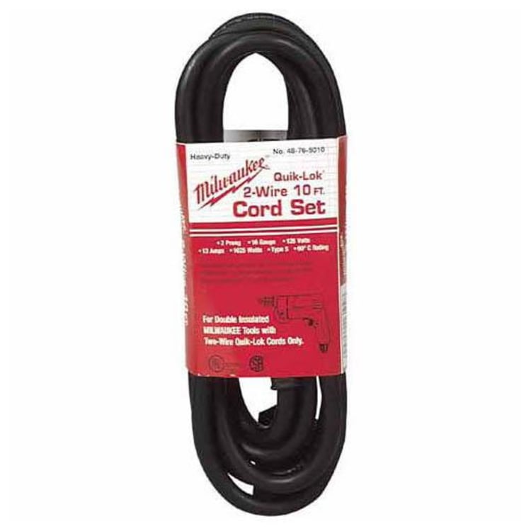 Milwaukee® QUIK-LOK™ 48-76-5010 2-Wire Extension Cord, 125 VAC, 13 A, 16 AWG, NEMA 1-15P