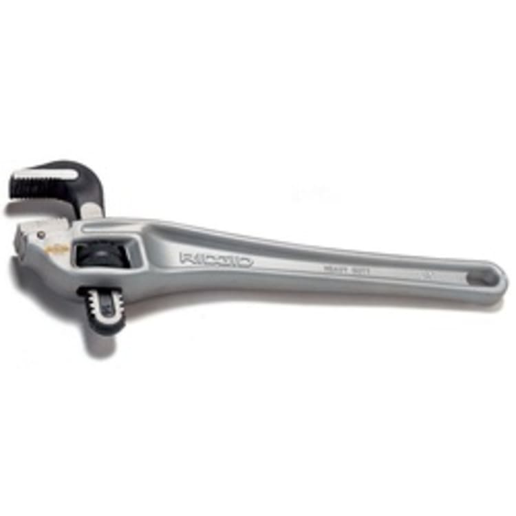 RIDGID® 31130 24 Series Offset Pipe Wrench, 3 in Pipe, 24 in OAL, Hook Jaw, Aluminum Handle, Standard Adjustment, Silver
