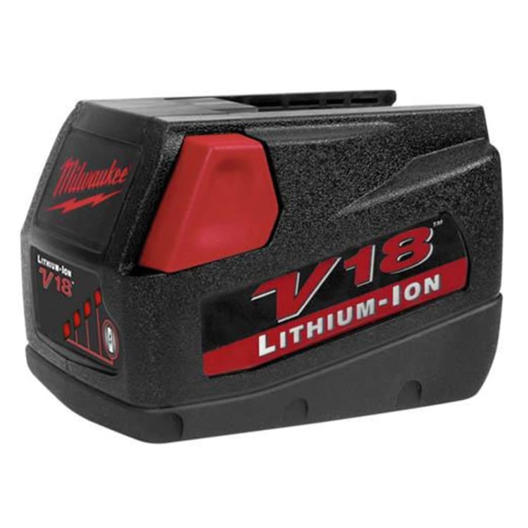 Milwaukee® 48-11-1830 V18™ Lightweight Rechargeable Slide Style Cordless Battery Pack, 3 Ah Lithium-Ion Battery, 18 VDC, For Use With Milwaukee® V18™ Cordless Power Tool
