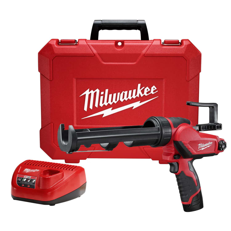 Milwaukee® 2441-21 M12™ Compact Cordless Caulk Gun Kit, 10 oz, 400 lb, 12 V, Lithium-Ion Battery, Metal Housing