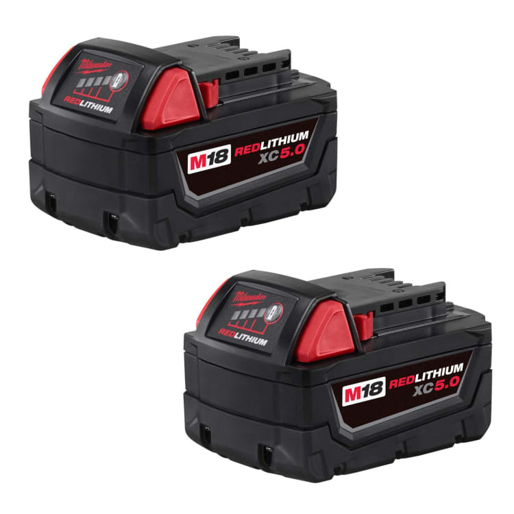 Milwaukee® 48-11-1852 M18™ Rechargeable Cordless Battery Pack, 5 Ah Li-Ion Battery, 18 VDC, For Use With Milwaukee® M18™ Cordless Power Tools, Bare Tool
