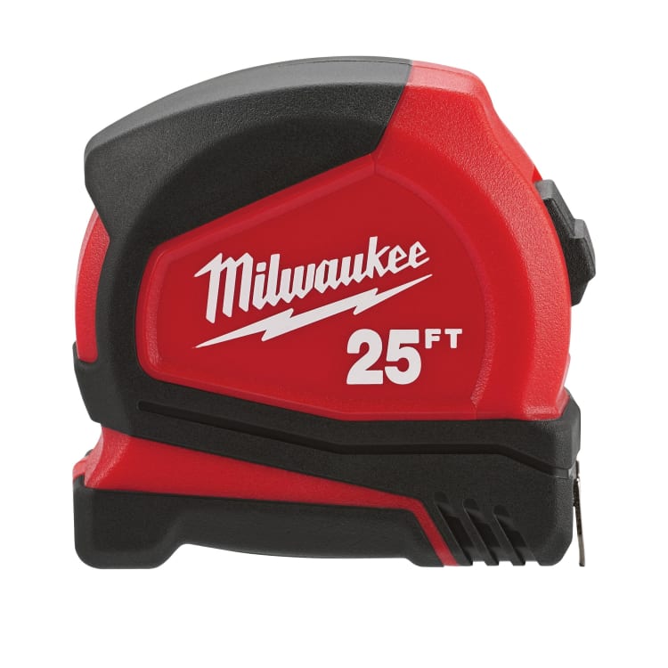 Milwaukee® 48-22-6625 Compact Measuring Tape, 25 ft L x 25 mm W Blade, Steel, SAE, 1/16 in, 1/8 in, 1/4 in, 1/2 in