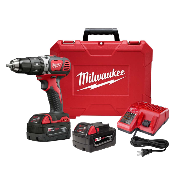 Milwaukee® 2607-22 M18™ Hammer Drill/Driver Kit, 1/2 in Metal Single Sleeve Ratcheting Lock Chuck, 525 in-lb Torque, 18 VDC, Lithium-Ion Battery