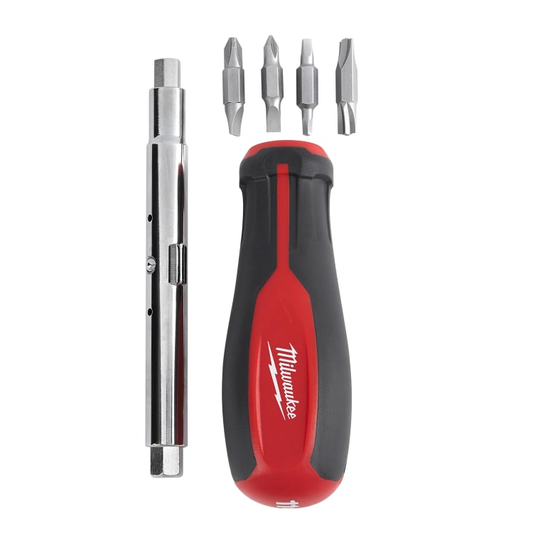 Milwaukee® 48-22-2760 Round Shank Multi-Bit Screwdriver, SAE, 11 Pieces, Plastic/Rubber Tri-Lobe Handle, Forged Steel