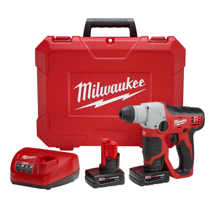 Milwaukee® 2412-22XC M12™ Cordless Rotary Hammer Kit, 1/2 in Keyless/SDS Plus® Chuck, 12 VDC, 800 rpm No-Load, Lithium-Ion Battery