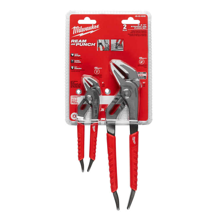 Milwaukee® 48-22-6330 Plier Set, 2 Pieces, Reaming Handle, Forged Alloy Steel, Red Handle