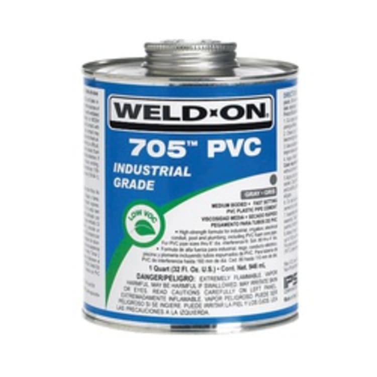Weld-On® 705™ 10090 Low VOC Medium Bodied Fast Setting Cement With Applicator Cap, 1 qt Metal Can, Syrupy Liquid, Gray, 0.9611 at 23 deg C