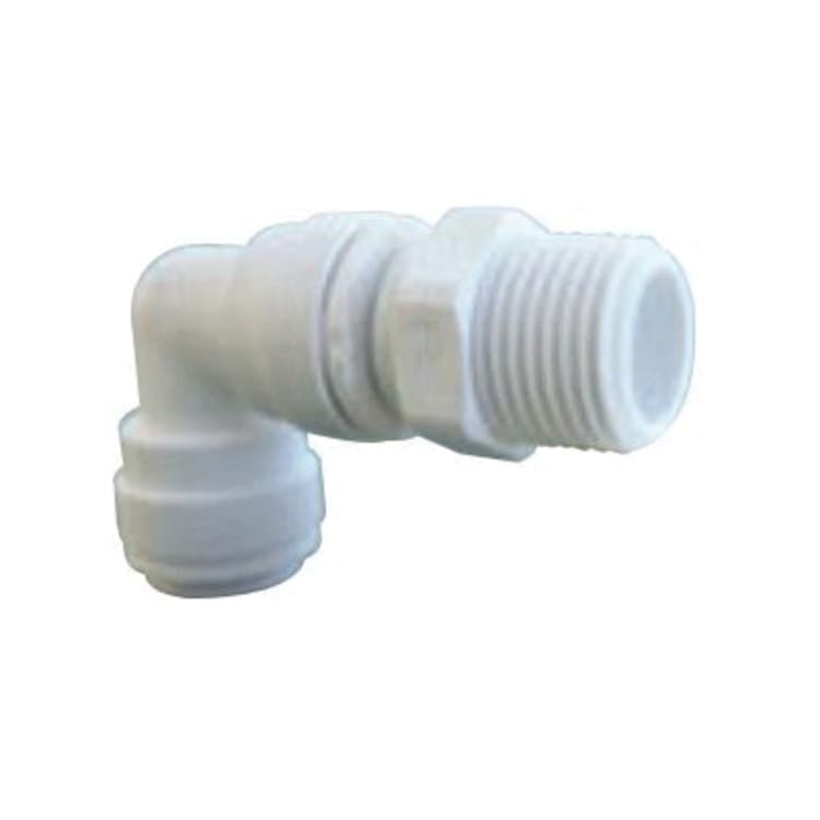 John Guest® Speedfit® PP090821W 90 deg Swivel Elbow, 1/4 x 1/8 in Nominal, Push-Fit Tube OD x NPTF End Style, Polypropylene, Domestic