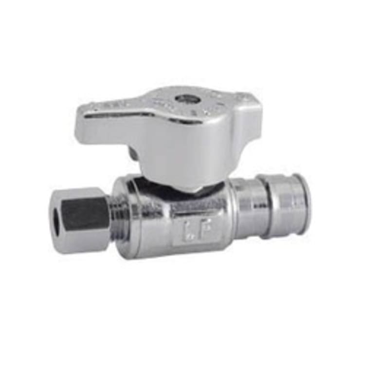LEGEND 114-706NL T-596NL 1/4 Turn Straight Supply Stop Valve, 1/2 in Nominal, F1960 PEX x Compression End Style, 125 psi Pressure, Brass Body, Polished Chrome, Import