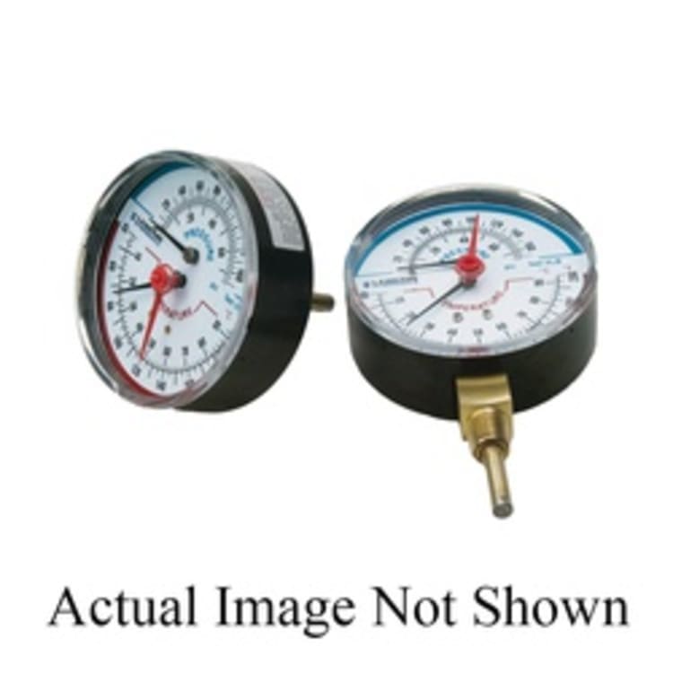 LEGEND 800-673 T-825 Rear Mount Temperature and Pressure Gauge, 0 to 75 psi Measuring, 1/2 in MNPT, +/- 3 % Accuracy, Import