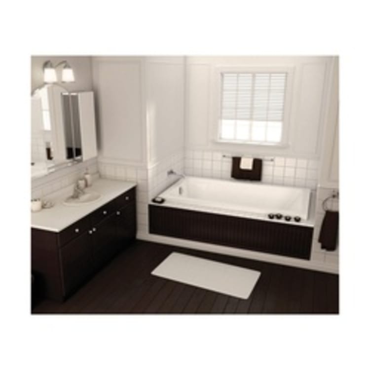 Aker® by MAAX 101460-000-001 Pose™ 7236 Bathtub, Soaking, Rectangular, 72 in L x 35-3/4 in W, End Drain, White