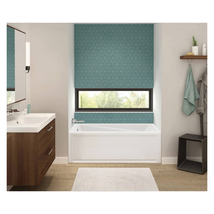 MAAX® 105511-000-001-001 Exhibit 6030 IFS AFR Bathtub With Armrest, Chromatherapy, Rectangle Shape, 60 in L x 30 in W, Left Drain, White, Domestic