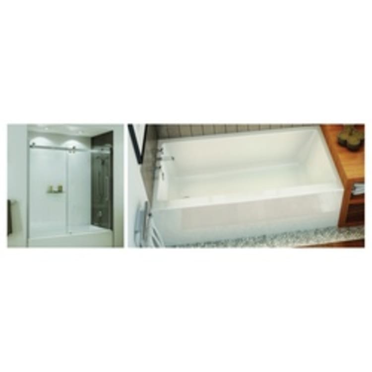 MAAX® 105704-L-000-001 Rubix 6032 AFR Bathtub, Rectangular, 60 in L x 32 in W, Left Drain, White