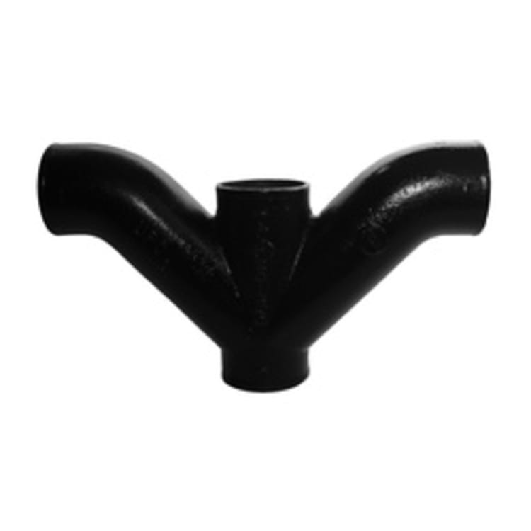 Tyler Pipe 009047 DWV Combination Double Wye and Bend, 4 x 4 x 3 in Nominal, No-Hub End Style, Cast Iron