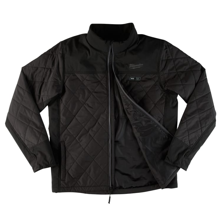 Milwaukee® M12™ 203B-202X Insulated Heated Jacket, 2XL, Black, Polyester/Brushed Tricot Lining, 46 to 48 in Chest, Resists: Water and Wind