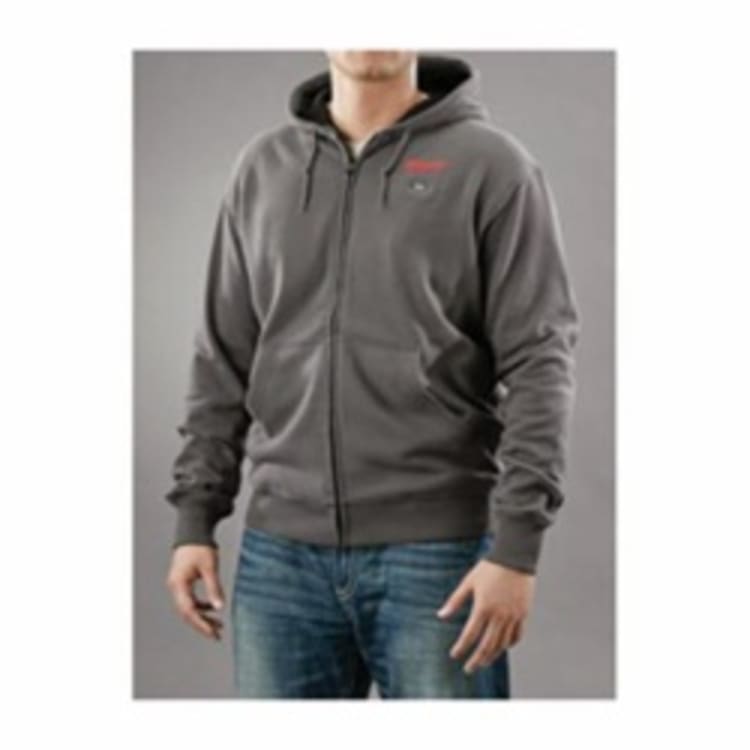 Milwaukee® 2369-XL M12™ Heated Hoodie Kit, XL, Gray, Polyester Blend Inner/Cotton/Polyester Blend Outer/Waffle Weave Cotton, 56 in Chest