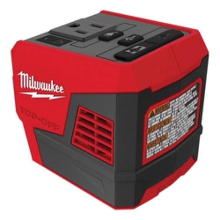 Milwaukee® 2846-20 M18™ TOP-OFF™ Portable Power Supply Inverter With (1) 120 VAC Outlet, (1) USB-C PD Port and (1) USB-A Port, For Use With M18™ Batteries, 175 W, 18 V