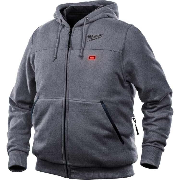 Milwaukee® M12™ 302G-20M Insulated Heated Hoodie, M, Gray, Cotton/Brushed Tricot Lining/Polyester, 40 to 42 in Chest, Resists: Water and Wind