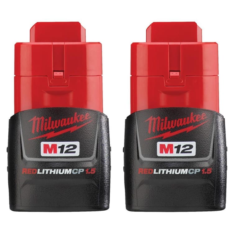 Milwaukee® M12™ REDLITHIUM™ 48-11-2401 Compact Rechargeable Cordless Battery Pack, 1.5 Ah Li-Ion Battery, 12 VDC Charge, For Use With M12™ Cordless Power Tool