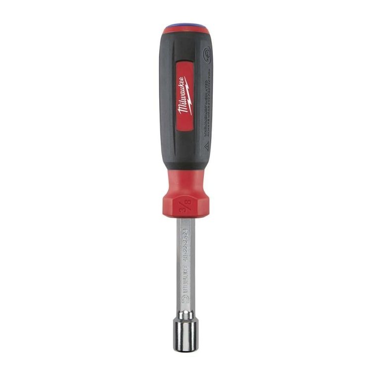 Milwaukee® HollowCore™ 48-22-2524 Magnetic Nut Driver, 3/8 in, Hex Shank, Black/Red, Polished Chrome
