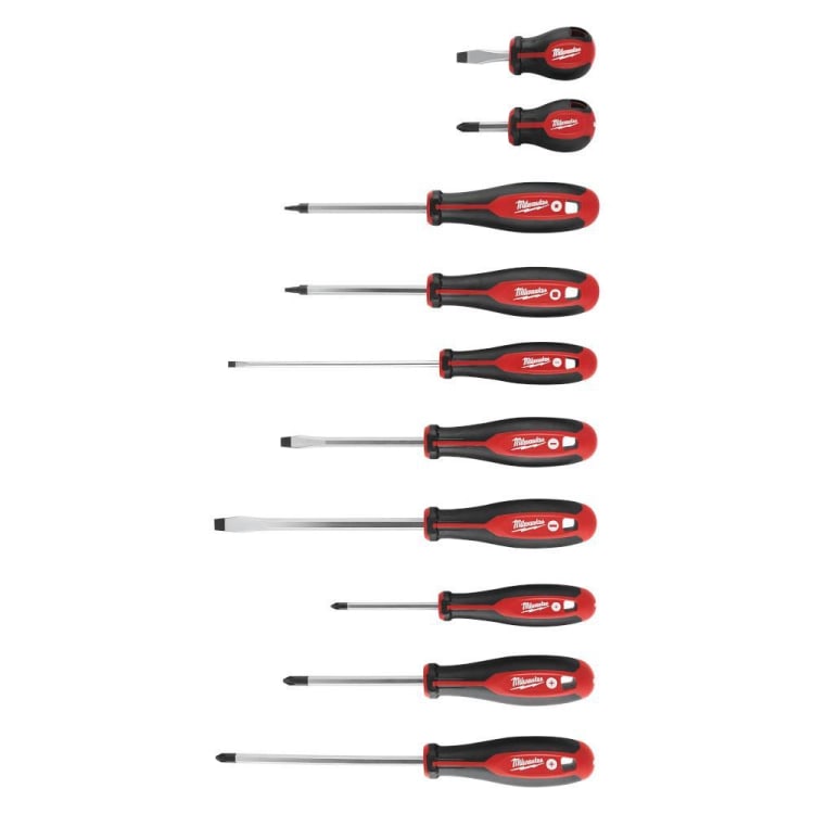Milwaukee® 48-22-2710 Demolition Screwdriver Set, 10 Pieces, Forged Steel/Plastic/Rubber
