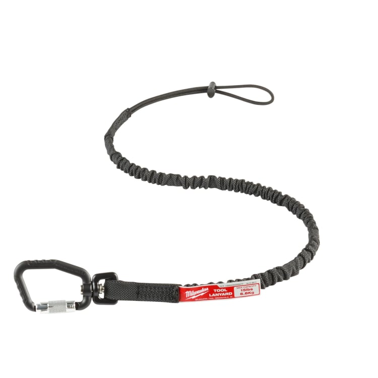 Milwaukee® 48-22-8815 Locking Tool Lanyard, 15 lb Capacity, Loop/Carabiner Connection, Nylon/Rubber