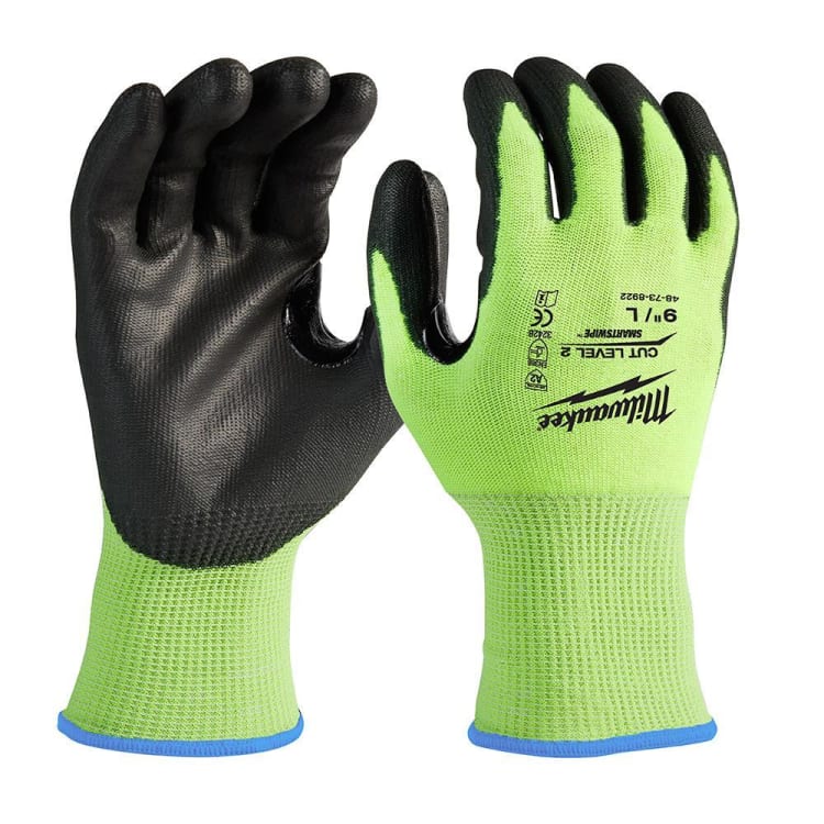 Milwaukee® 48-73-8922 High Visibility Cut-Resistant Gloves, L, Nitrile Coating, Polyurethane, Knit Cuff, Resists: Abrasion, Cut, Puncture and Tear, ANSI Cut-Resistance Level: A2, ANSI Puncture-Resistance Level: A2