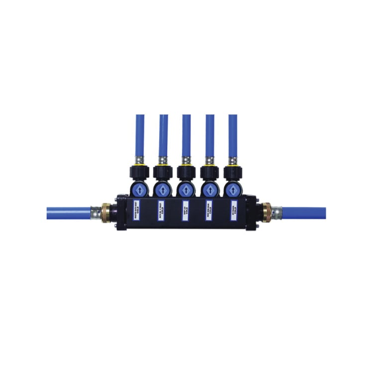 MiniBloc™ 50083 PEX Crimp Zoning Manifold, 8 1 x 1/2 in Outlets, Poly-Alloy, Domestic