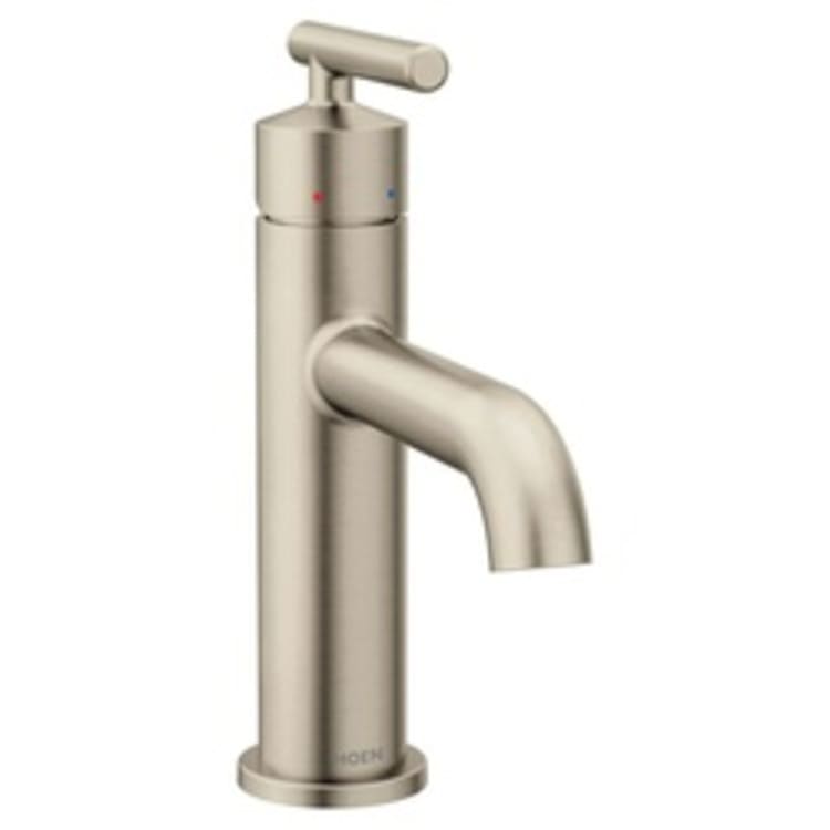 Moen® 6145BN Bathroom Faucet, Gibson™, Commercial, 1.2 gpm Flow Rate, 3-1/2 in H Spout, 1 Handle, Pop-Up Drain, 1 Faucet Hole, Brushed Nickel