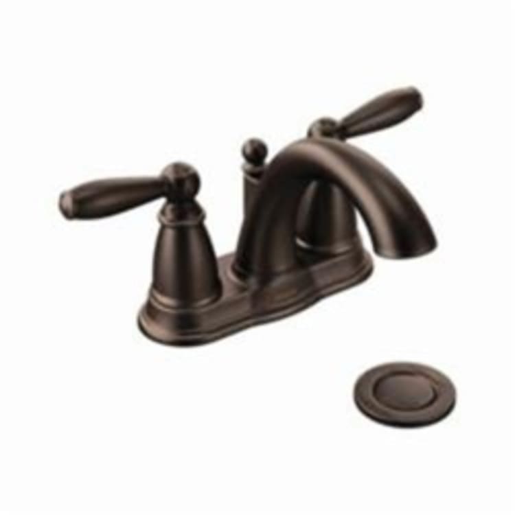 Moen® 6610ORB Brantford™ Centerset Bathroom Faucet, 1.5 gpm, 3-1/4 in H Spout, 4 in Center, 2 Handles, Pop-Up Drain, Oil Rubbed Bronze, Domestic