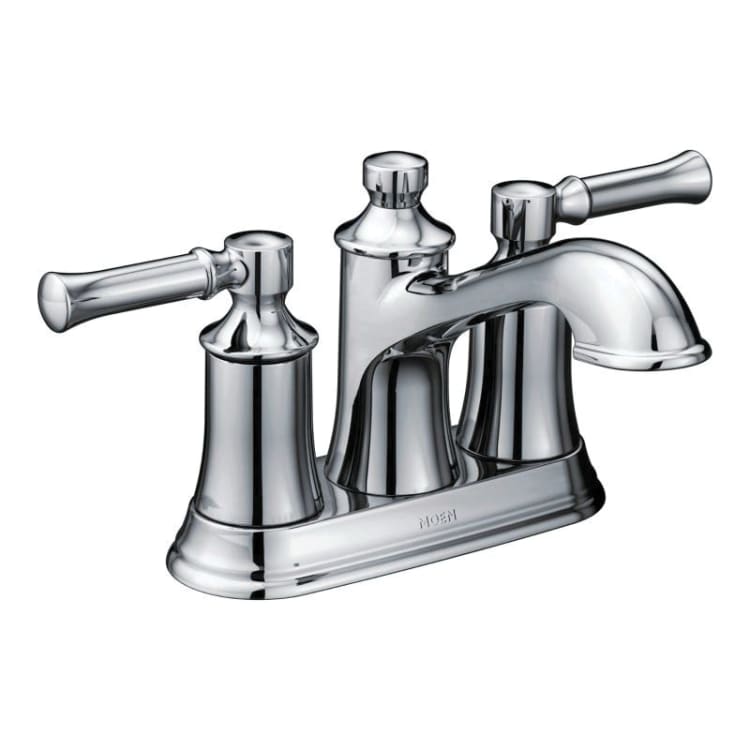 Moen® 66802 Dartmoor™ Centerset Bathroom Faucet, Polished Chrome, 2 Handles, Metal Pop-Up Drain, 1.2 gpm Flow Rate