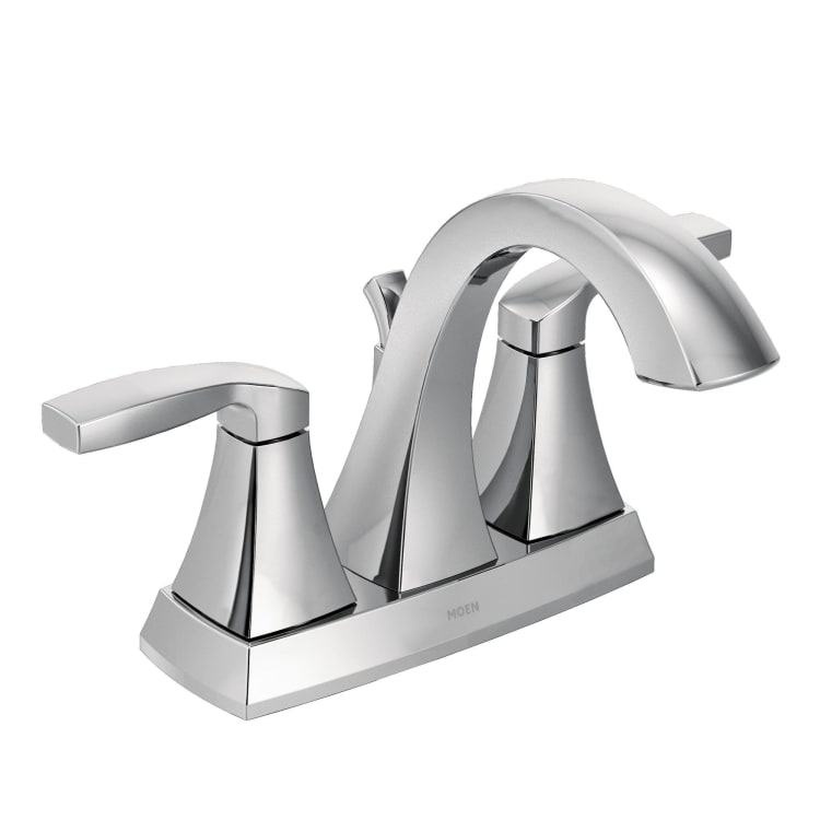 Moen® 6901 Voss™ Centerset Bathroom Faucet, Polished Chrome, 2 Handles, Metal Pop-Up Drain, 1.5 gpm Flow Rate